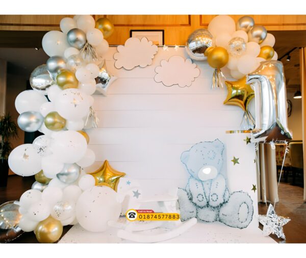 1st Birthday Stage Decoration With Balloons